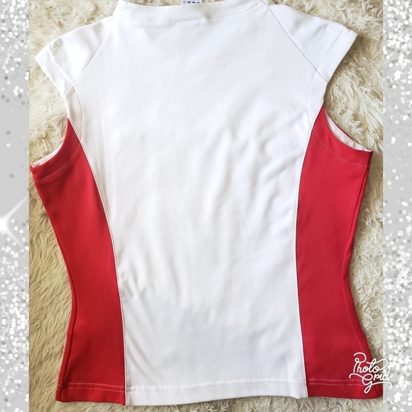 Adidas medium top shirt red white work out - Picture 4 of 4